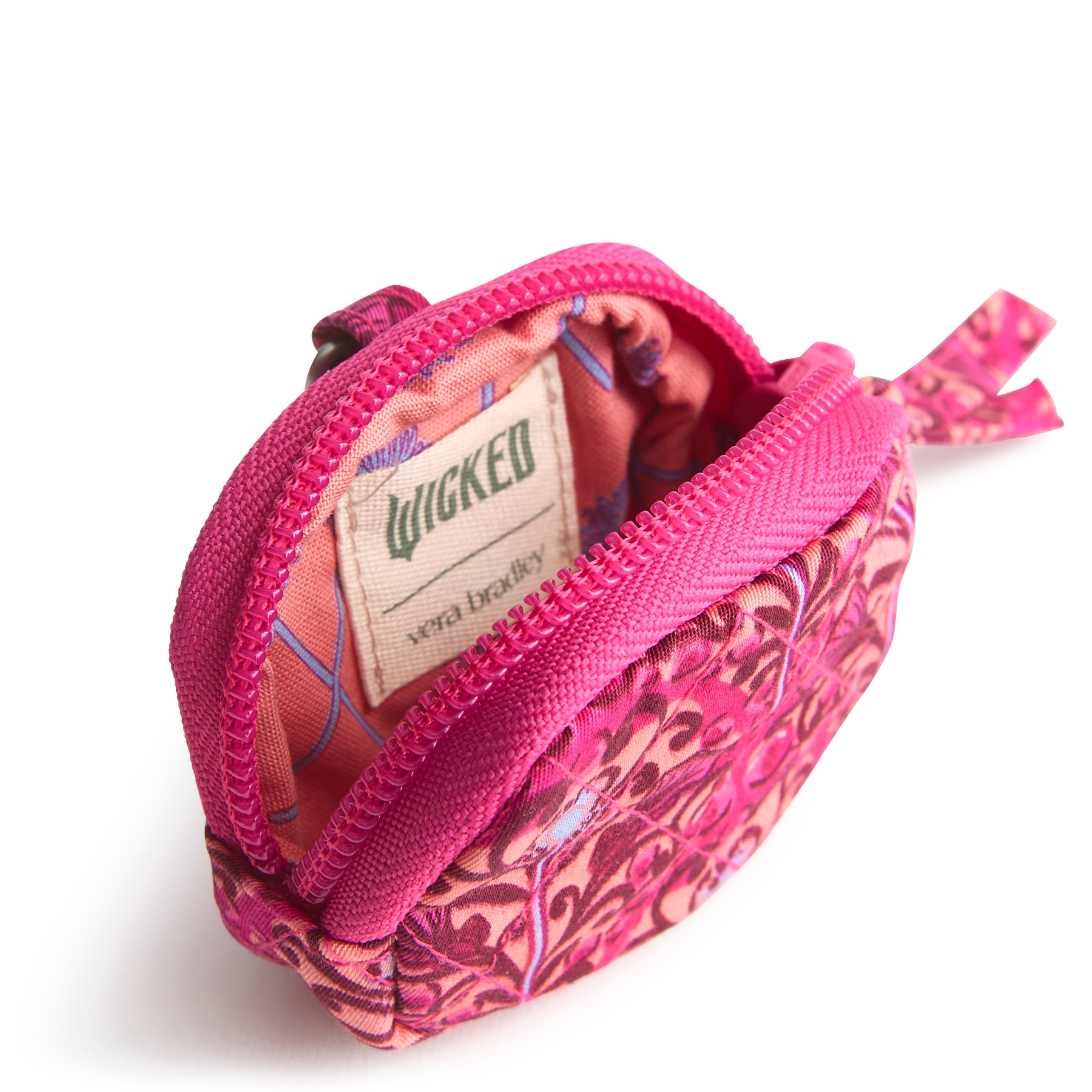 Vera Bradley Bag Charm for AirPods in the pattern Bewitching Pink.