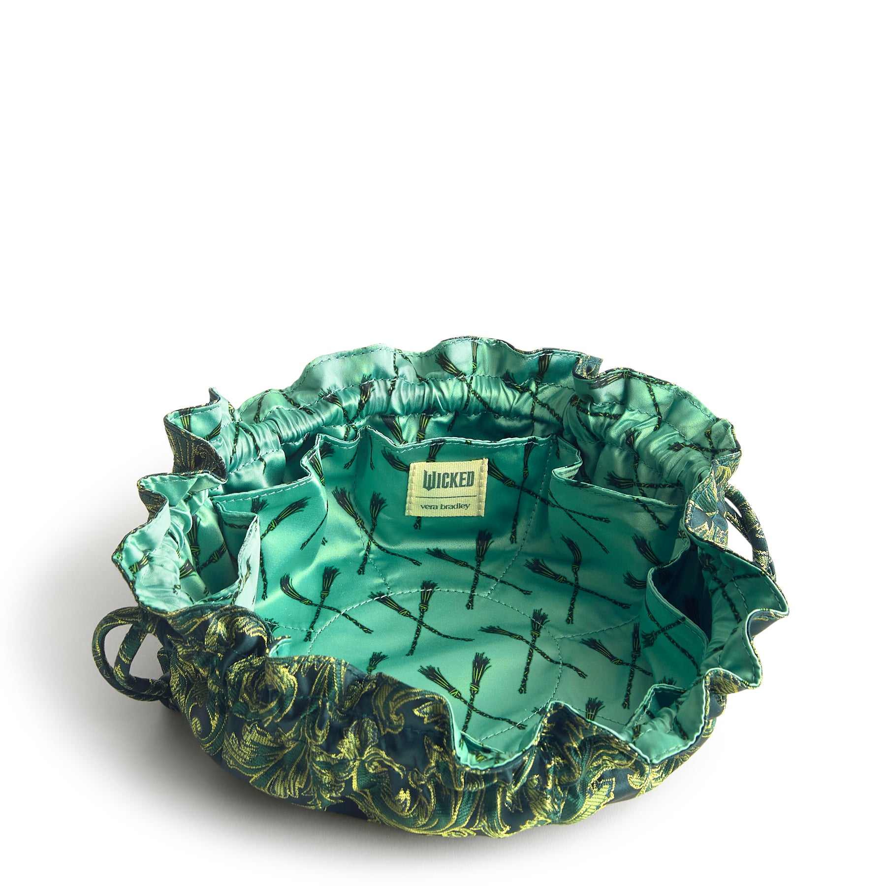 Vera Bradley Drawstring Jewelry Bag in the pattern positive green.