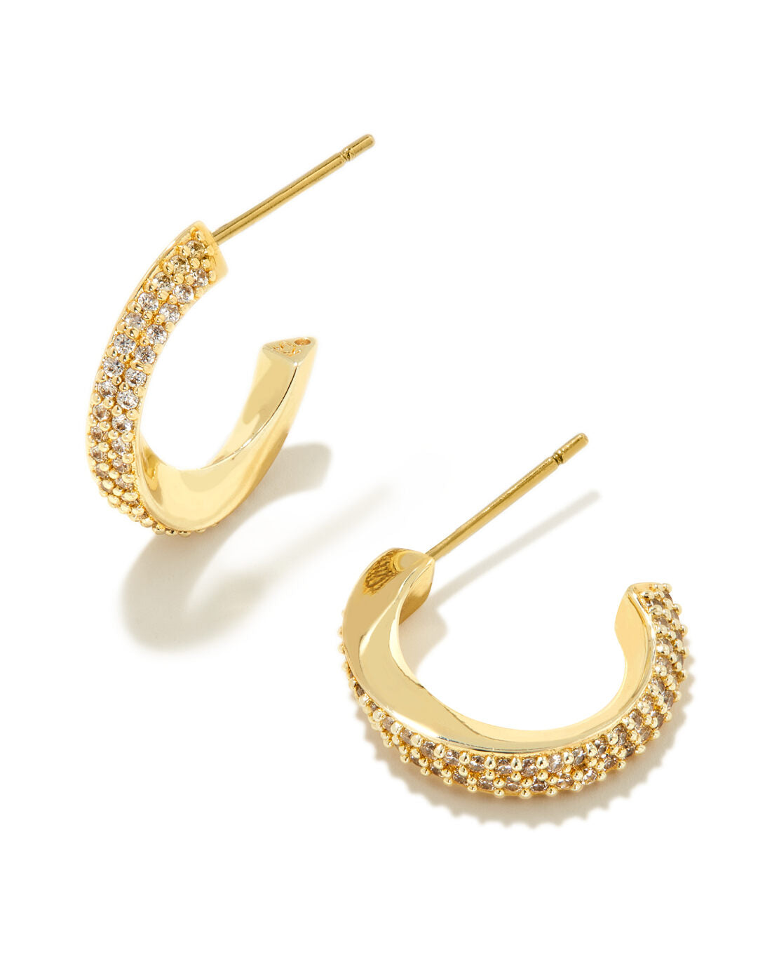 Ella Huggie Earrings Gold White Cz