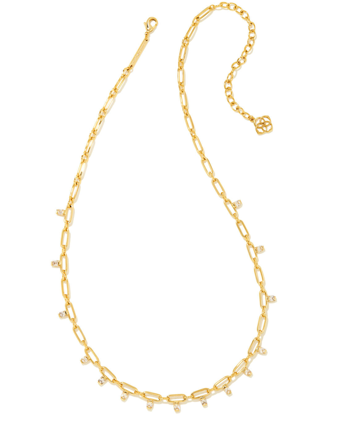 Murphy Crystal Chain Necklace Gold White Cz