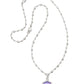 Kendra Scott Davie Intaglio Pendant Necklace In Rhodium Lavender Opalite Butterfly with a full view of the chain.