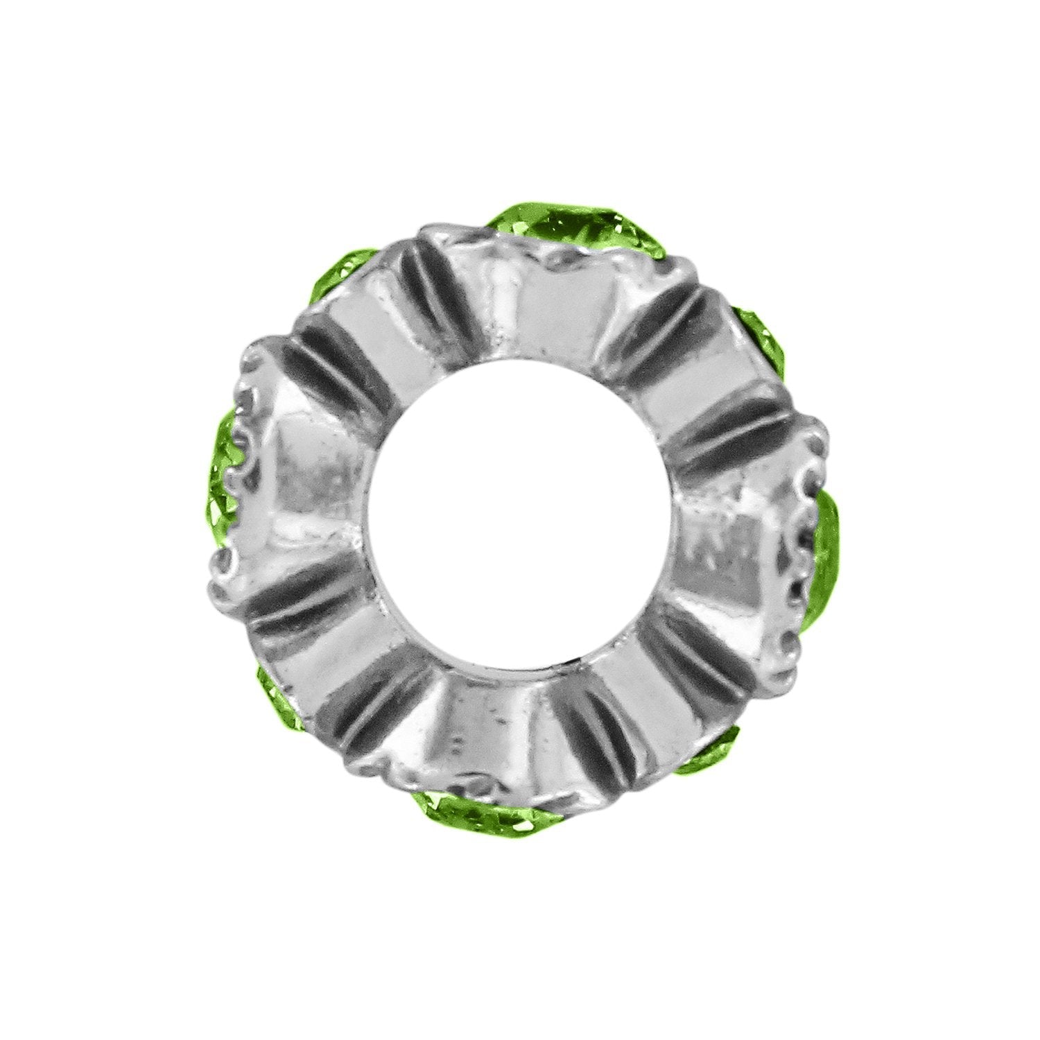 Halo Stargazer Spacer Silver - Peridot Side View