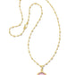 Davie Intaglio Pendant Necklace In Gold Pink Opalite Dragonfly.