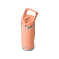 YETI Rambler 18 oz Water Bottle With Straw Cap in color low country peach.