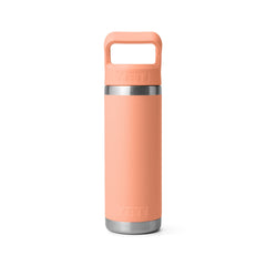 YETI Rambler 18 oz Water Bottle With Straw Cap in color low country peach.