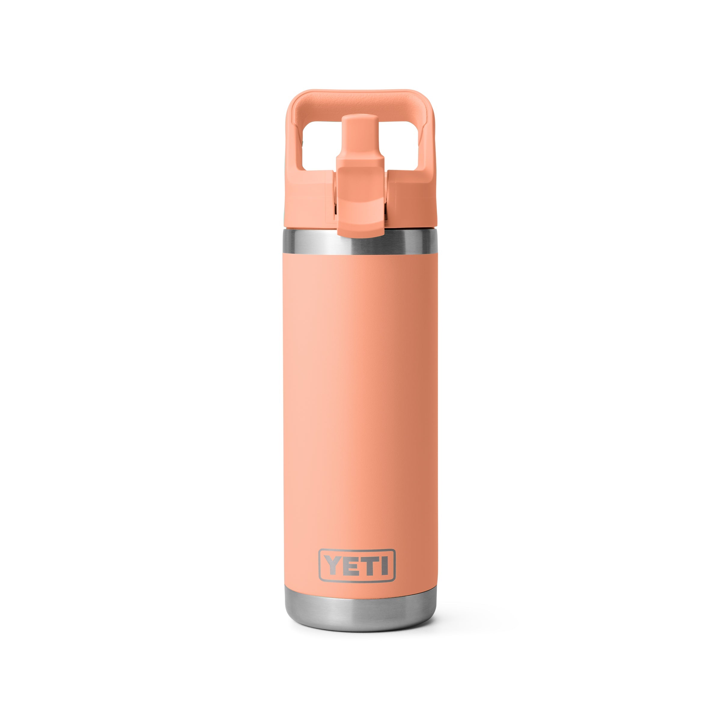 YETI Rambler 18 oz Water Bottle With Straw Cap in color low country peach.