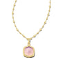 Kendra Scott Davie Intaglio Pendant Necklace In Gold Pink Opalite Dragonfly.