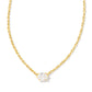 Kendra Scott Cailin Crystal Pendant Necklace In Gold Metal White Cz.