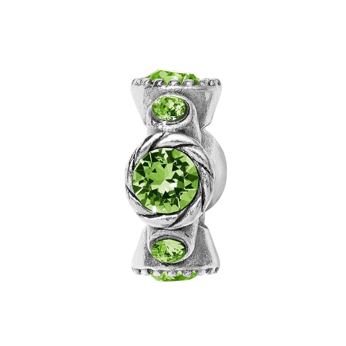 Halo Stargazer Spacer Silver - Peridot Front View