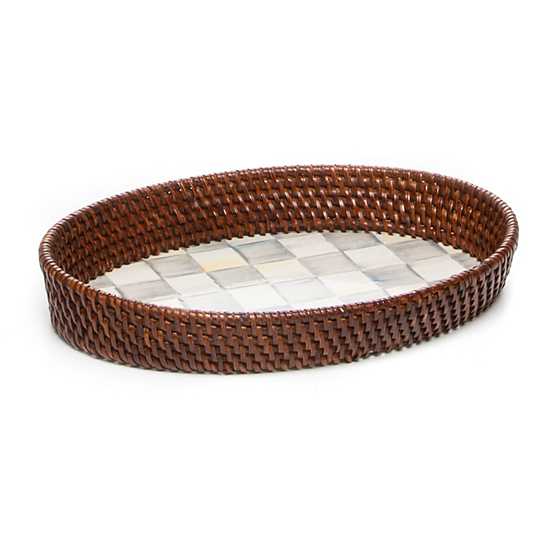 Sterling Check Rattan & Enamel Tray - Small