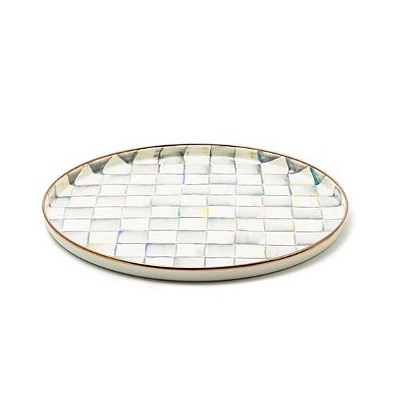 Sterling Check Enamel Round Tray