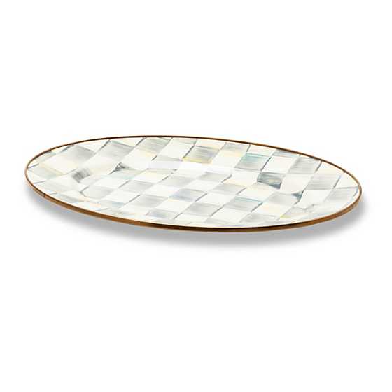 Sterling Check Enamel Oval Platter Small