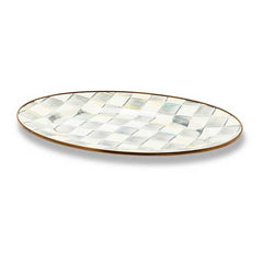 Sterling Check Enamel Oval Platter Small