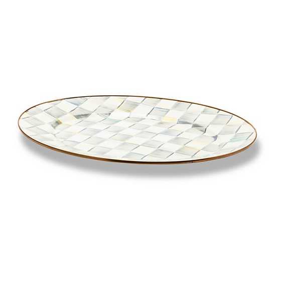 Sterling Check Enamel Oval Platter Medium