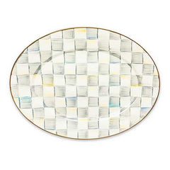 Sterling Check Enamel Oval Platter Medium