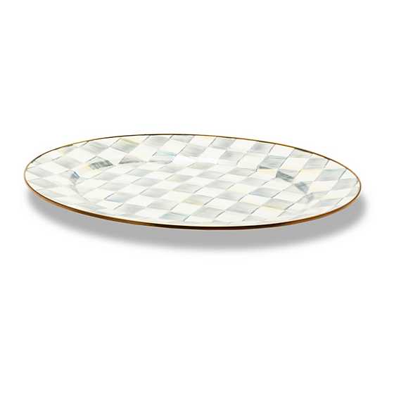 Sterling Check Enamel Oval Platter Large