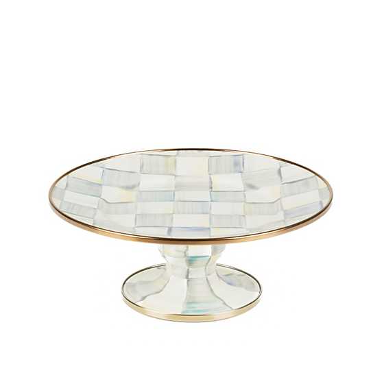 Sterling Check Enamel Pedestal Platter - Mini