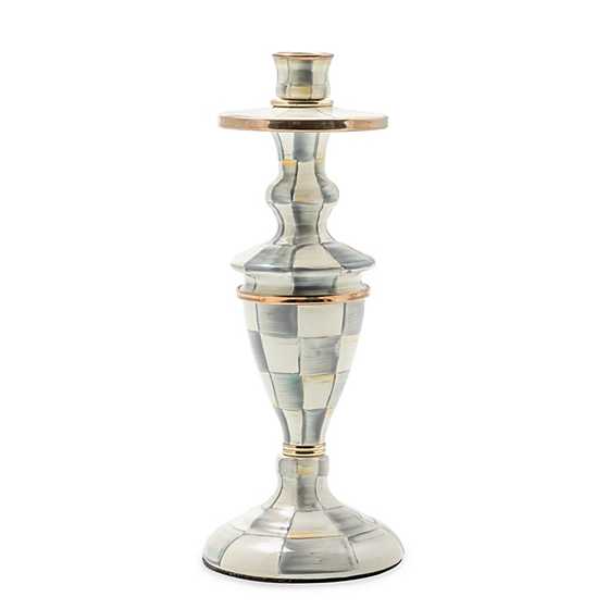 Sterling Check Enamel Candlestick