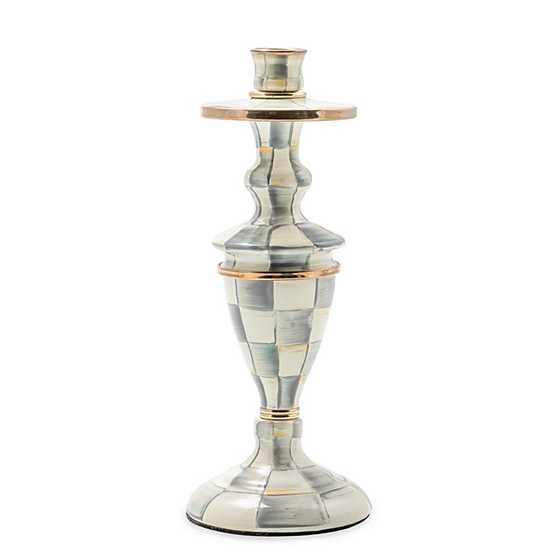 Sterling Check Enamel Candlestick Medium