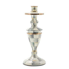Sterling Check Enamel Candlestick Medium