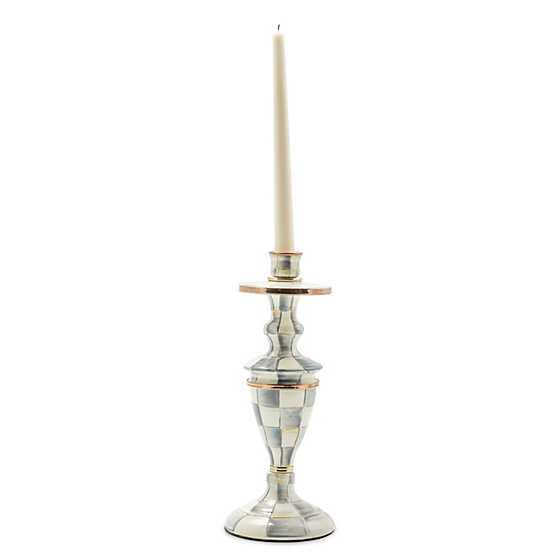 Sterling Check Enamel Candlestick Medium