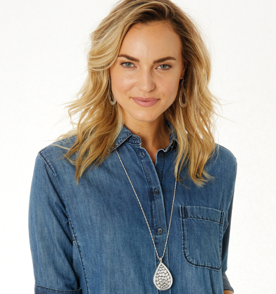 Pebble Teardrop Necklace Model View