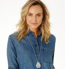 Pebble Teardrop Necklace Model View