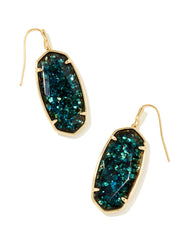 Faceted Elle Drop Earrings Gold Dark Teal Mica