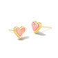 Framed Ari Heart Stud Earrings Gold Light Pink Drusy