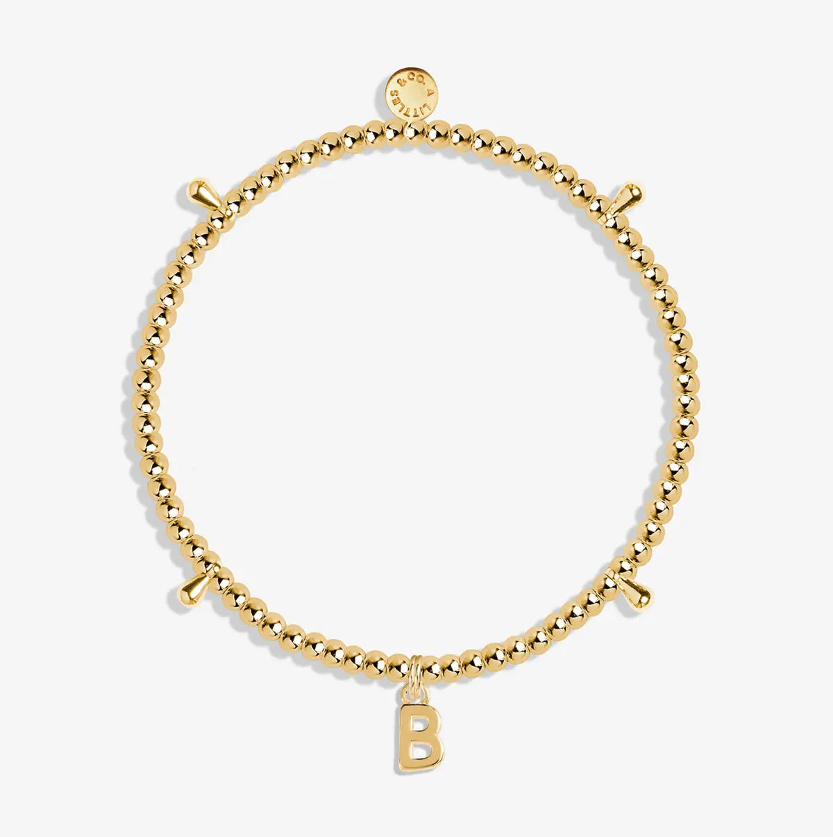 Alphabet A Little - B - Gold Bracelet Front View