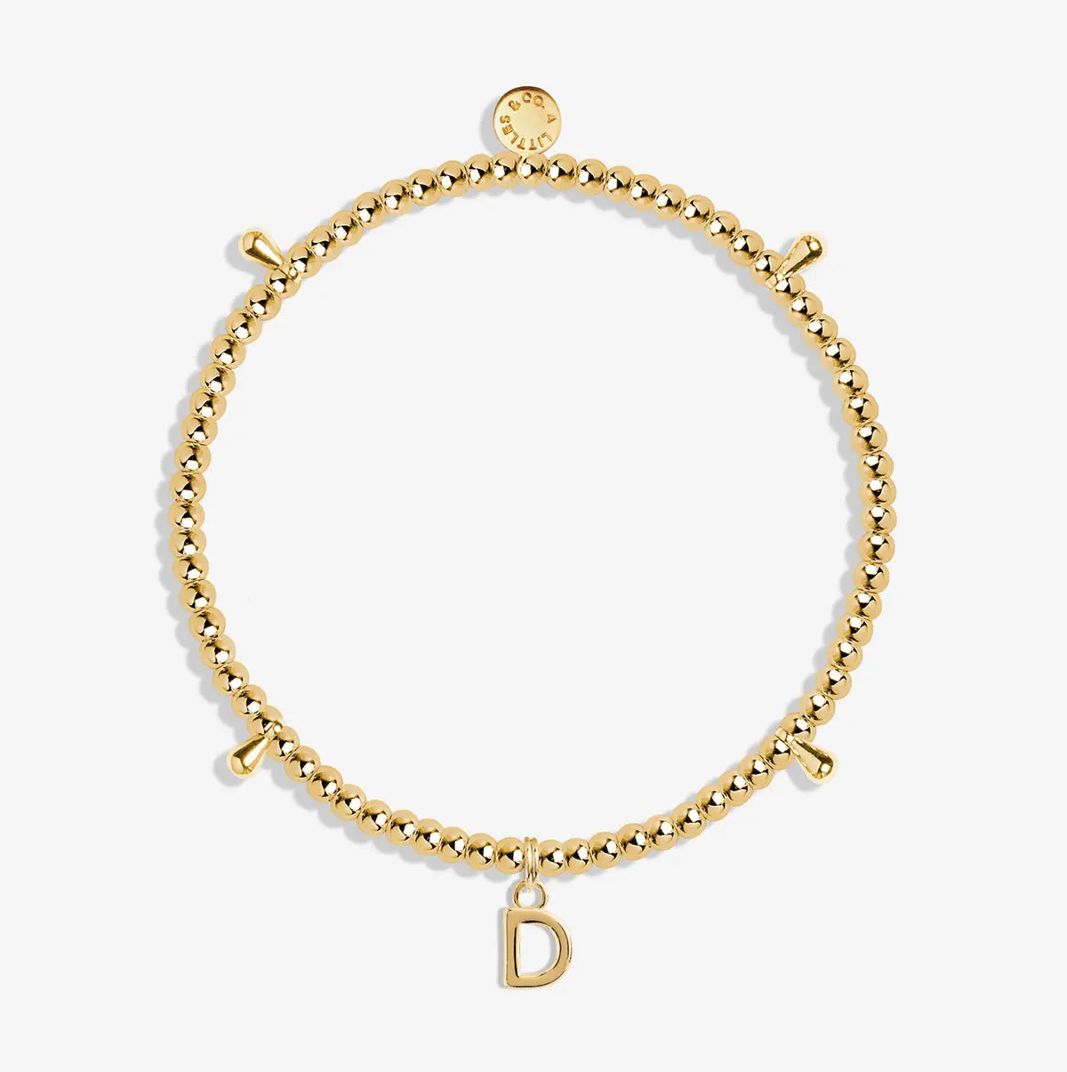 Alphabet A Little - D - Gold Bracelet Front View