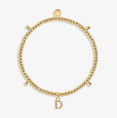 Alphabet A Little - D - Gold Bracelet Front View