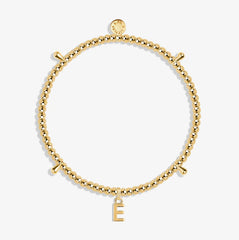 Alphabet A Little - E - Gold Bracelet Front View