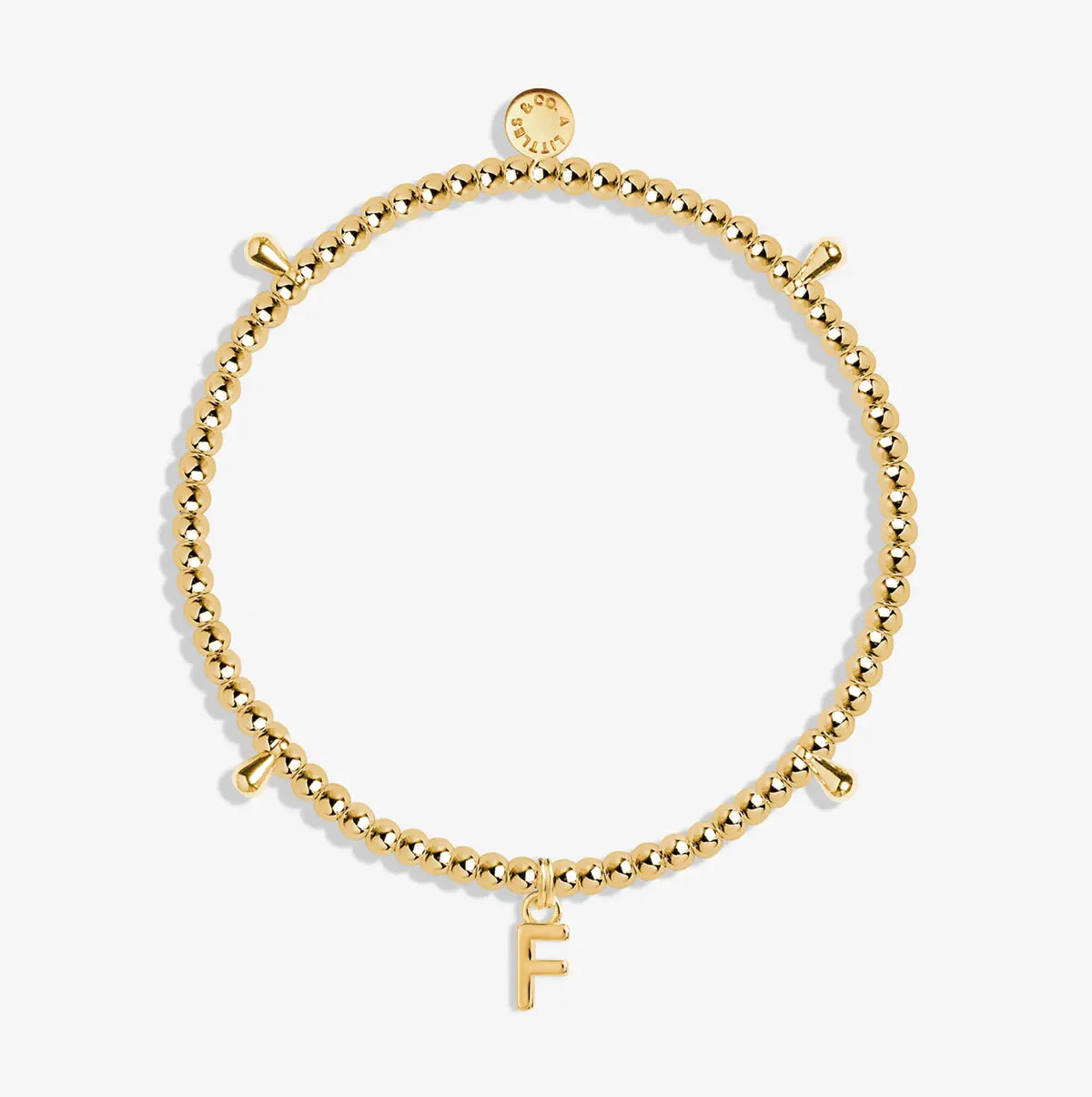 Alphabet A Little - F - Gold Bracelet Front View