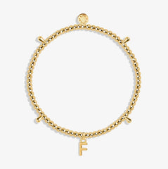 Alphabet A Little - F - Gold Bracelet Front View