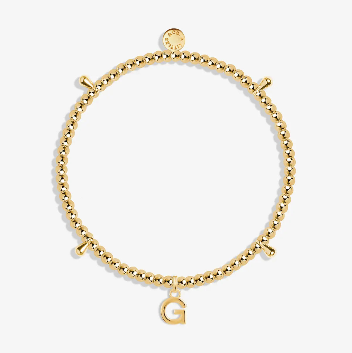 Alphabet A Little - G - Gold Bracelet Front View
