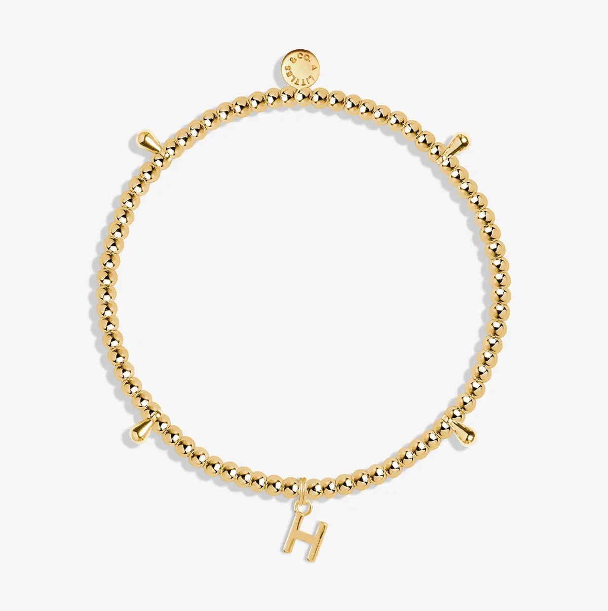 Alphabet A Little - H - Gold Bracelet Front View