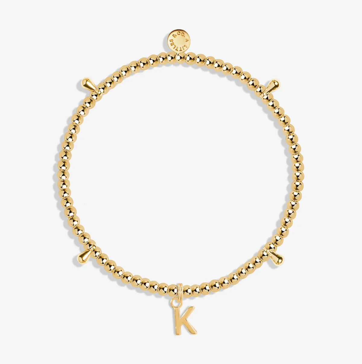 Alphabet A Little - K - Gold Bracelet Front View