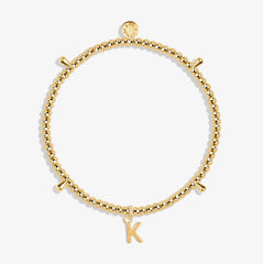 Alphabet A Little - K - Gold Bracelet Front View