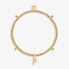Alphabet A Little - P - Gold Bracelet Front View