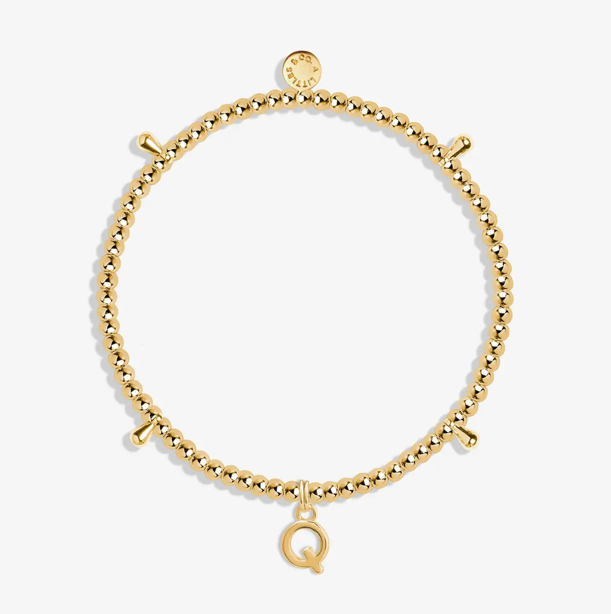 Alphabet A Little - Q - Gold Bracelet Front View