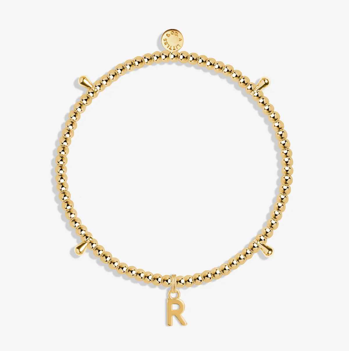 Alphabet A Little - R - Gold Bracelet Front View