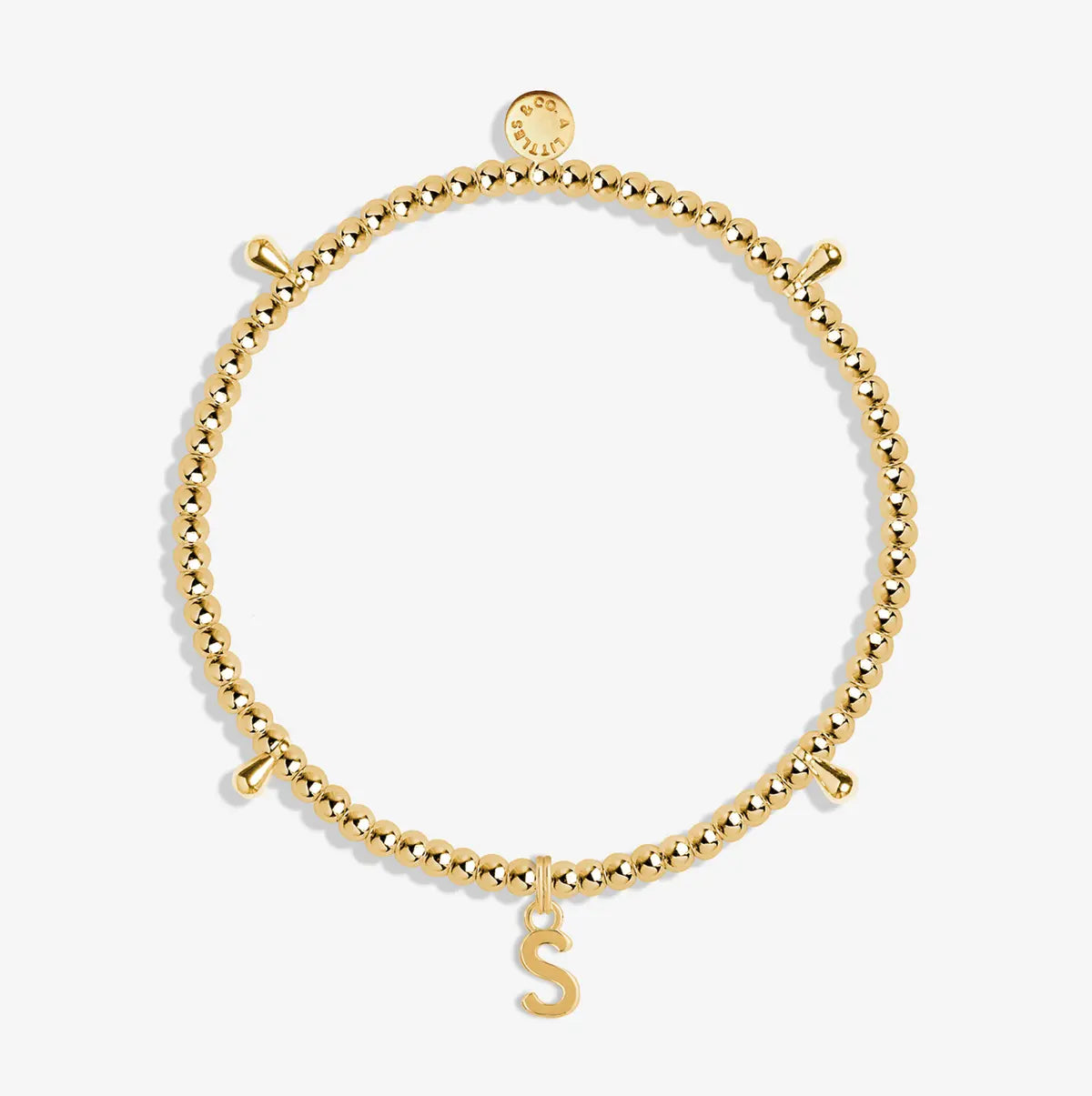 Alphabet A Little - S - Gold Bracelet Front View