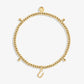 Alphabet A Little - U - Gold Bracelet Front View