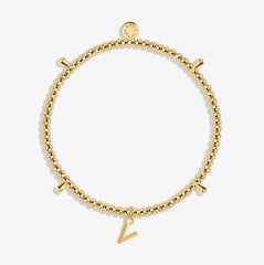 Alphabet A Little - V - Gold Bracelet Front View