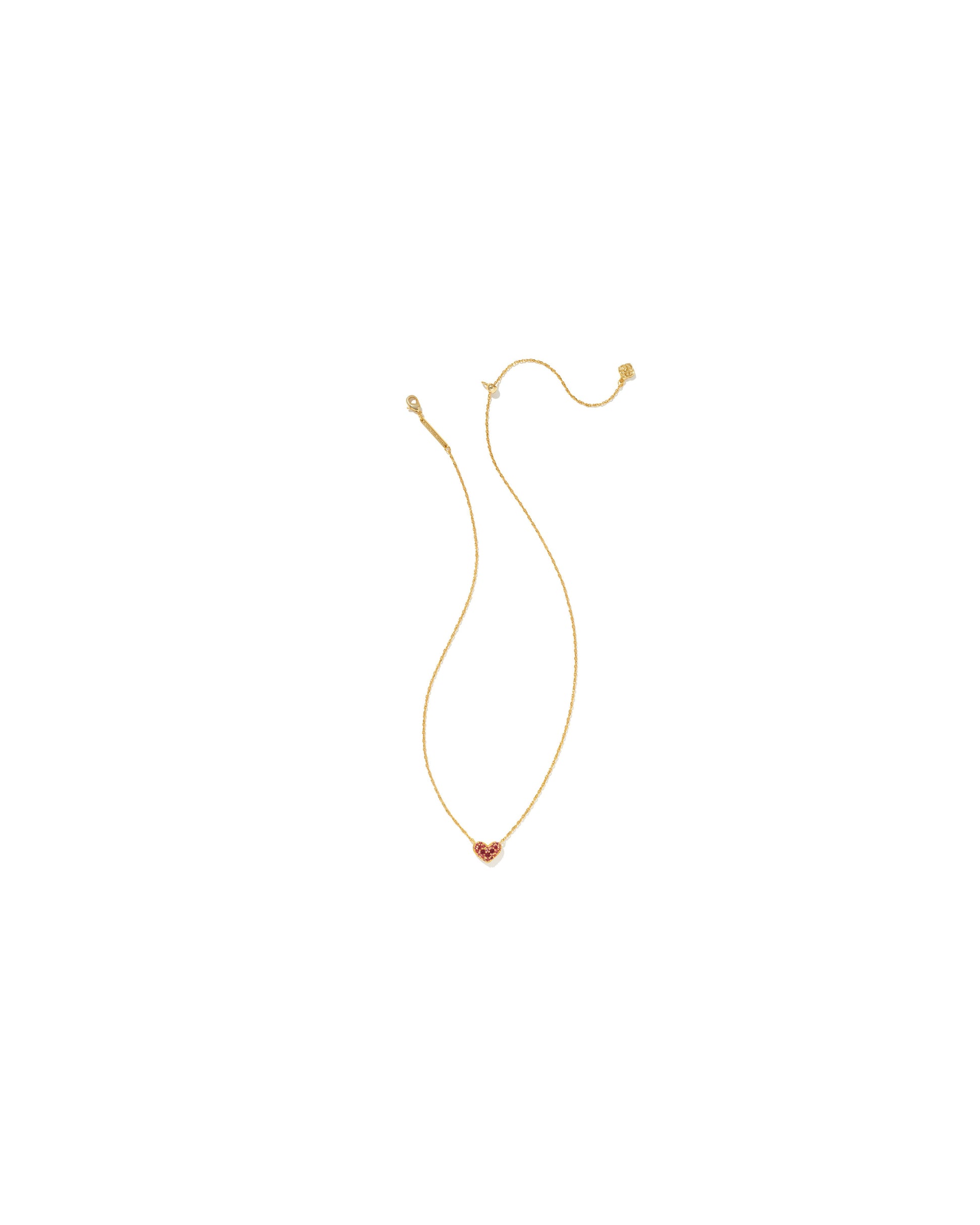 Ari Pave Crystal Heart Necklace Gold Red Crystal