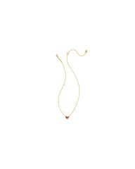 Ari Pave Crystal Heart Necklace Gold Red Crystal