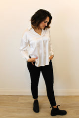 All Business Satin Blouse Side View