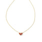 Ari Pave Crystal Heart Necklace - Gold Red Crystal Front View