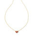 Ari Pave Crystal Heart Necklace - Gold Red Crystal Front View